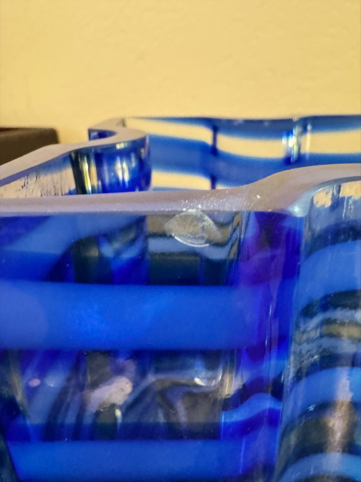 4.8lb Murano Style Cobalt Blue & Clear Art Glass Vase Thick Layered Modern Heavy