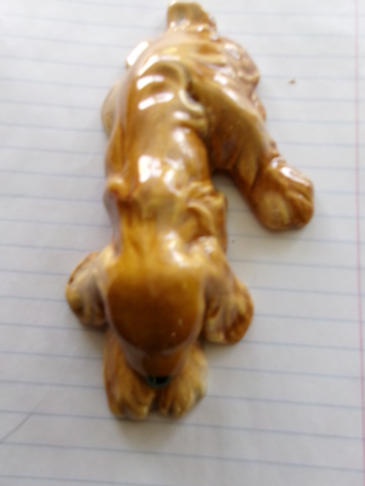 VINTAGE ROYAL HAEGER POTTERY SLEEPING DOG SPANIEL SIGNED FIGURINE