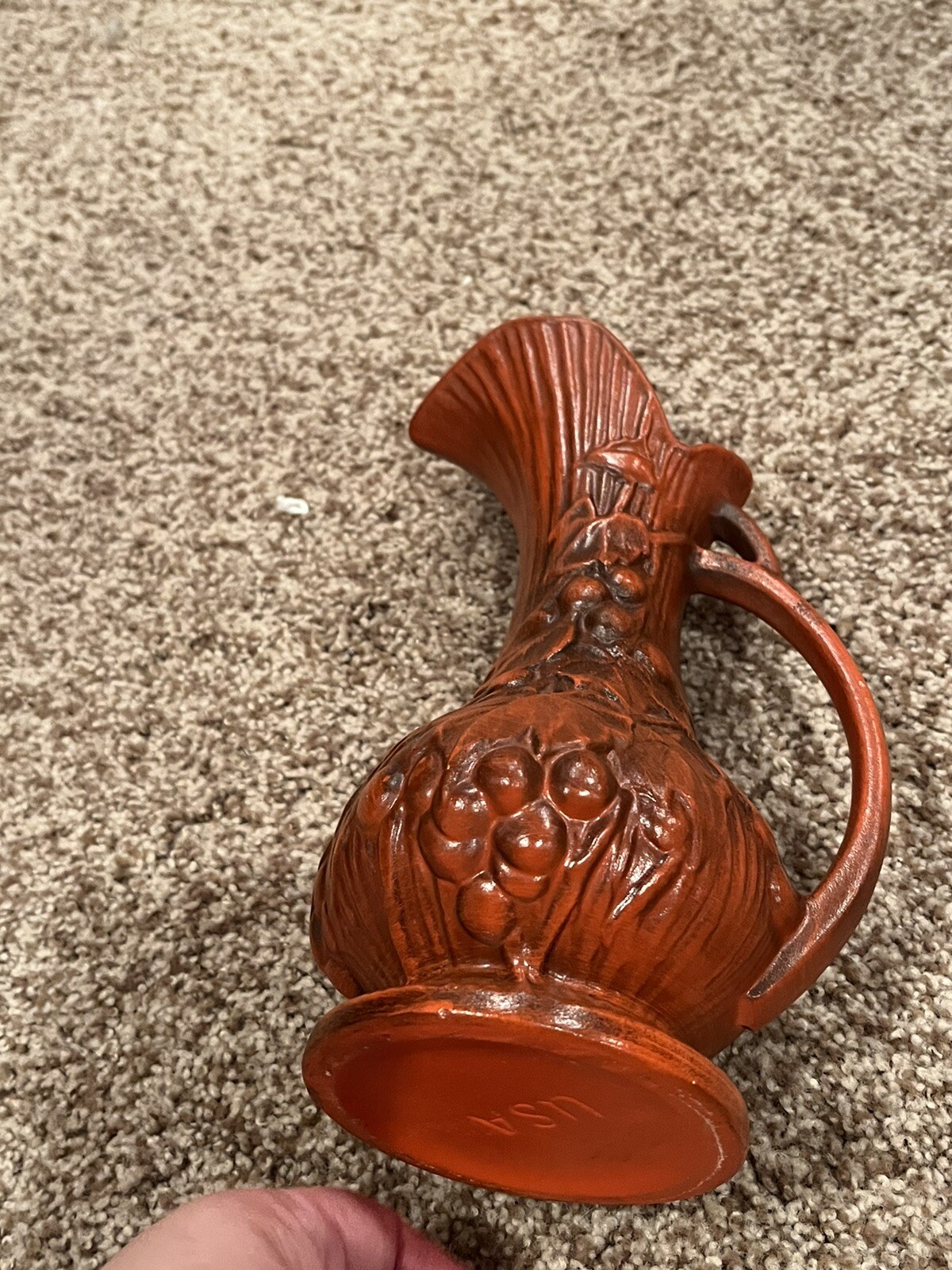 Ceramic/pottery Red Vase. 9.5 Inches Tall