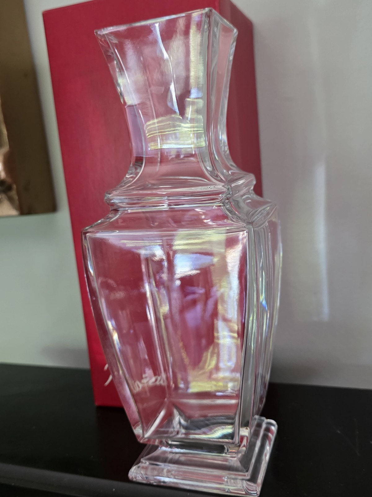 Baccarat Pearl Vase 10″ Elegant Vintage Crystal France Signed with BOX!!