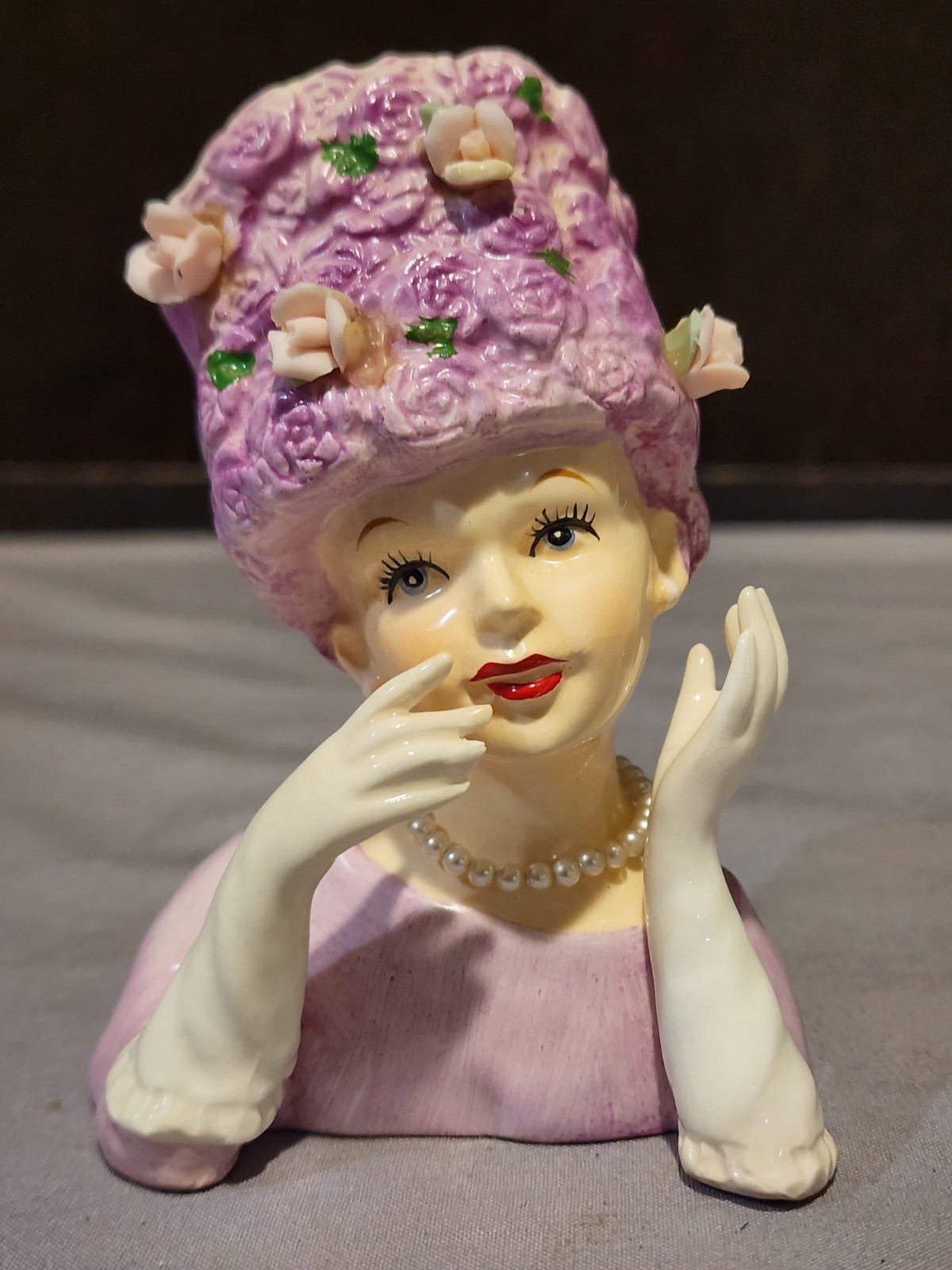 Vintage Relpo A-1373S Ceramic Lady Head Vase MCM Japan 4″