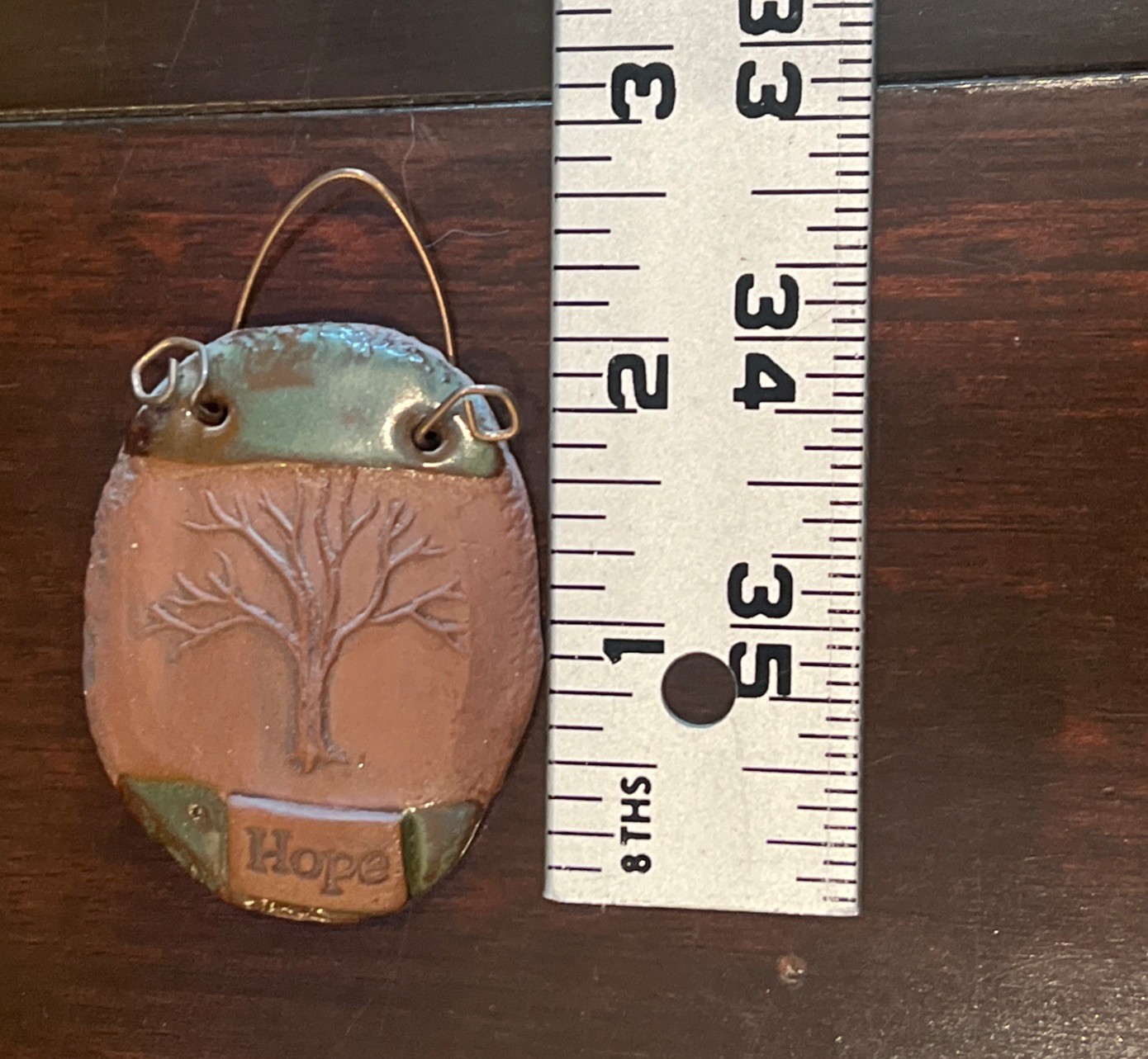 Nature Inspired Art Pottery Wall Pocket, Embossed Leaves Free Mercy Dream