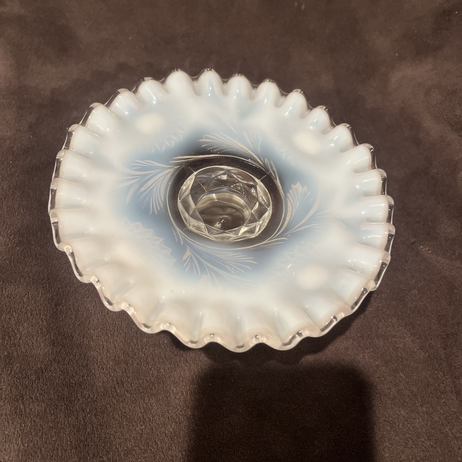 Vintage FENTON – Opalescent Milk Glass Candle Holder