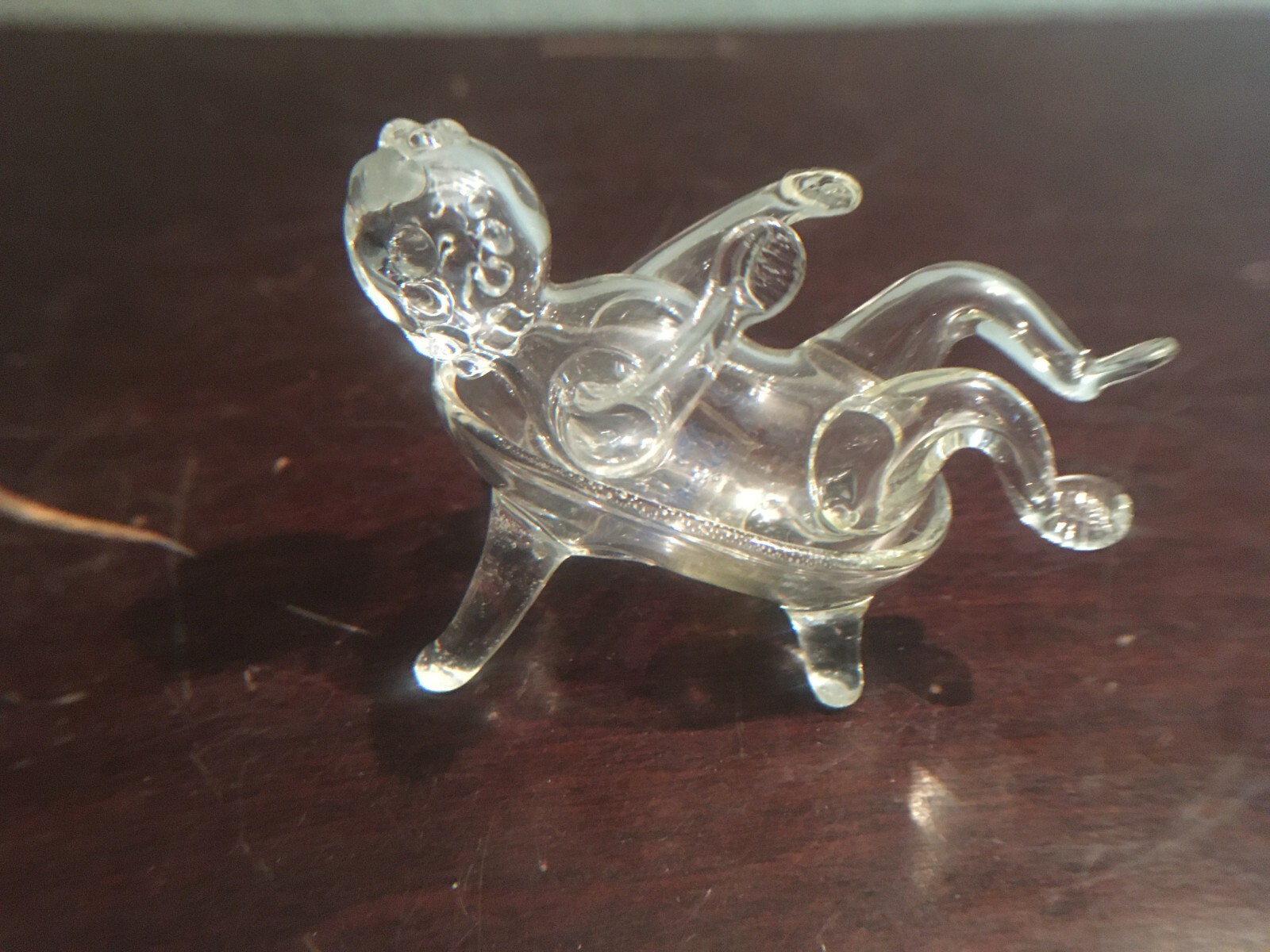 VINTAGE ITALIAN PARISE VETRO HAND BLOWN GLASS BABY IN THE TUB RARE