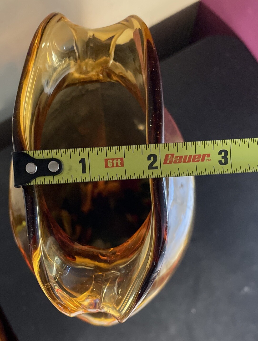 11.5” Art Glass Vase Hand Made Double Handled Multi Colored Base
