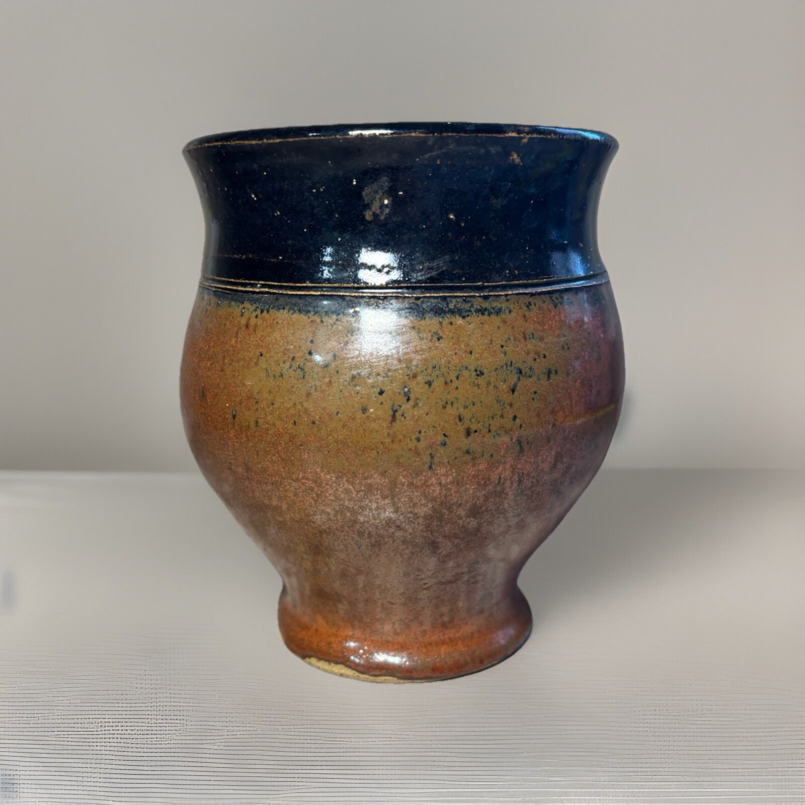 Vintage Pottery Vase Or Planter Handmade 6” Artist Signed Rustic