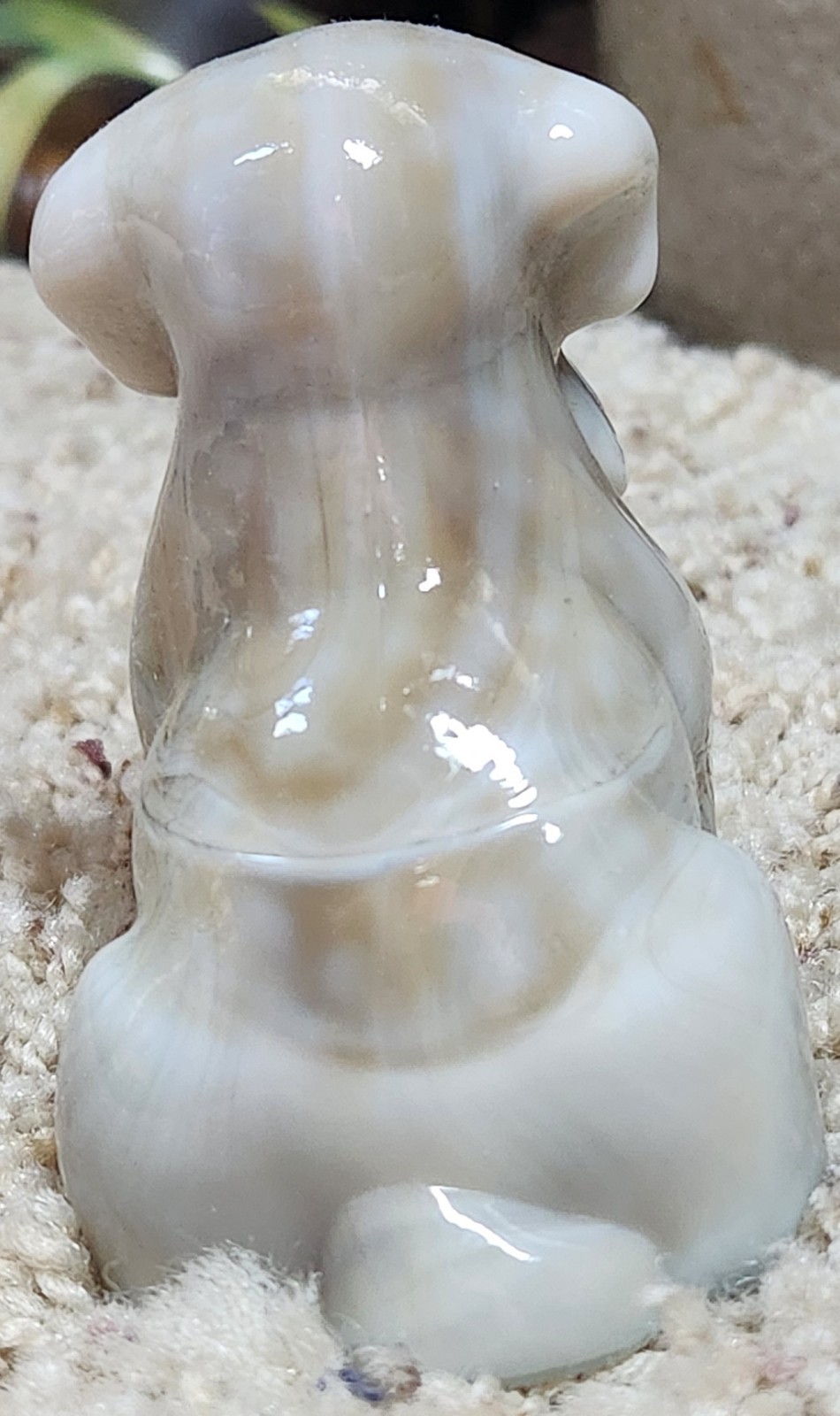 Vtg Degenhart Art Glass 3″ POOCHE #69 Dapple Gray Light Figurine Paperweight