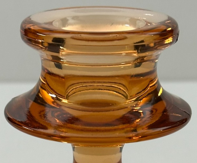 Fostoria Fairfax Single Light Candlestick Holders Vintage Glass Pair