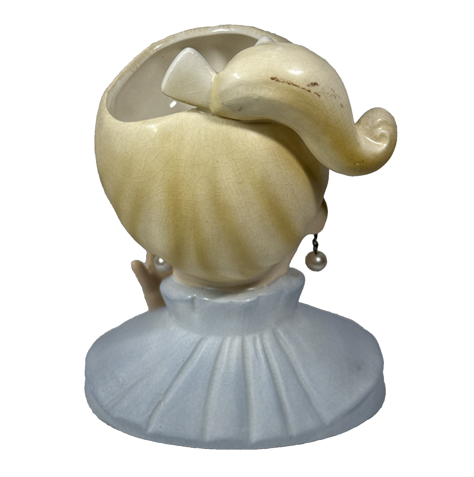 1960 NAPCO Head Vase Blonde Pony Tail Teenager Diamond Ring Pearl Earrings
