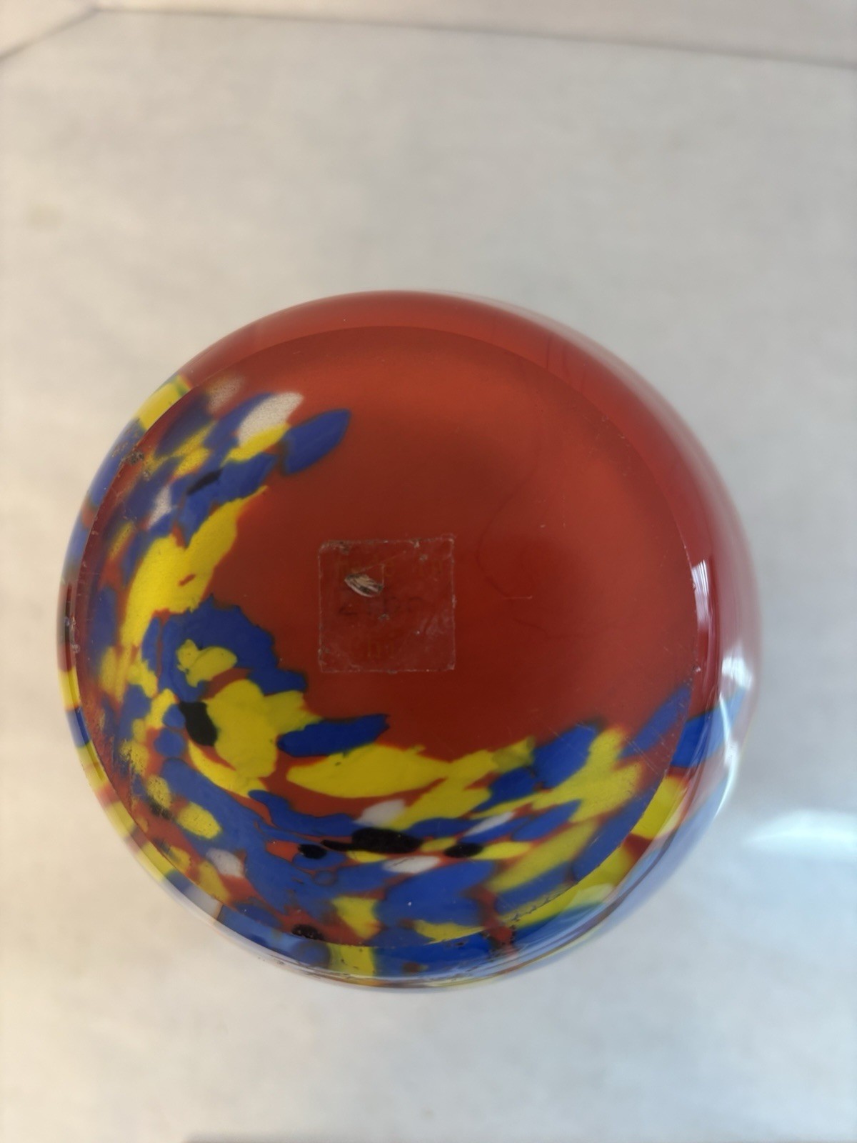 Red Splatter Spatter Glass Confetti Wide Mouth Vase Heavy Speckled Multicolor