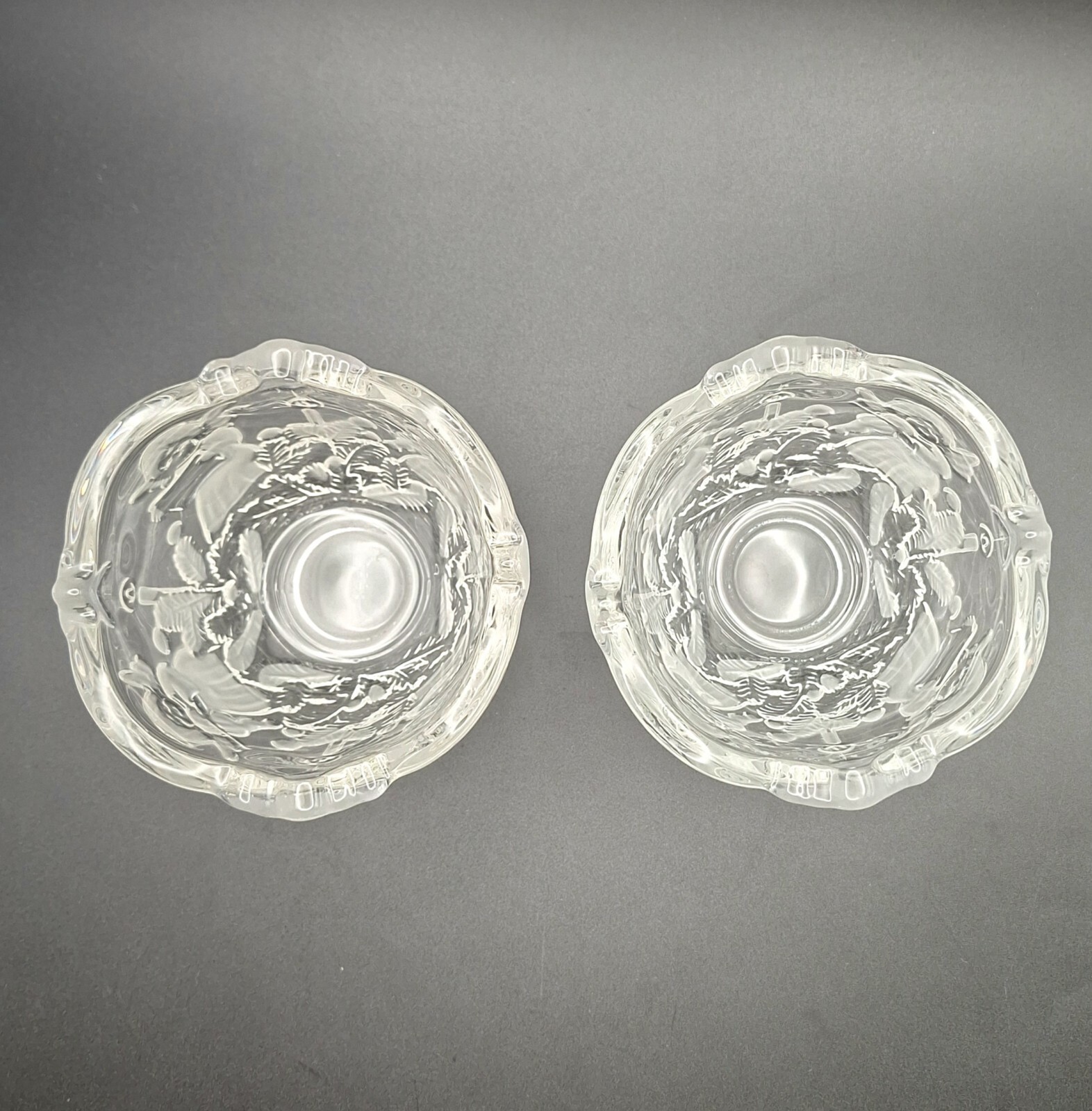 Mikasa Tea Light Candle Holder Set Of 2 Holiday Lights Vtg Voltive Clear Satin