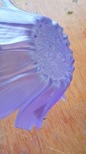 AKCAM Iridescent Glass Decorative Flower Bowl Purple Handmade In Turkey