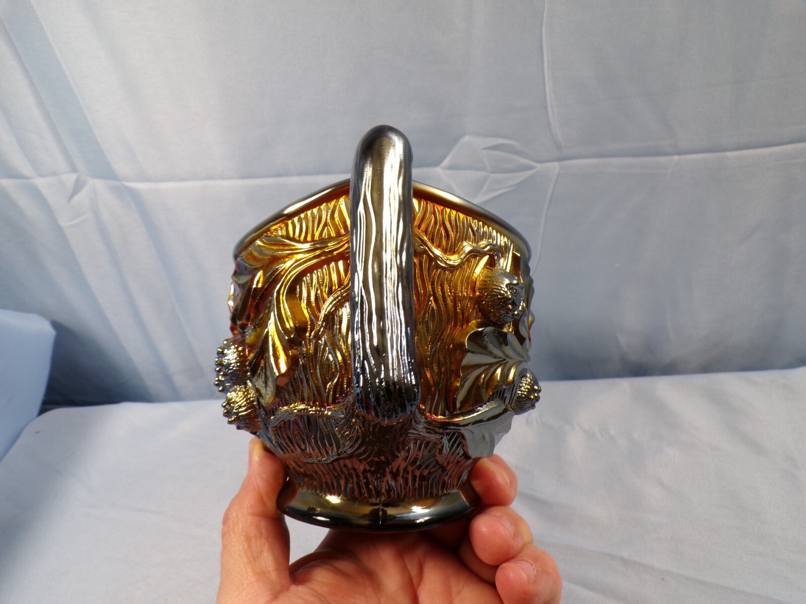 Northwood Amethyst Carnival Glass Acorn Burrs Spooner Vase