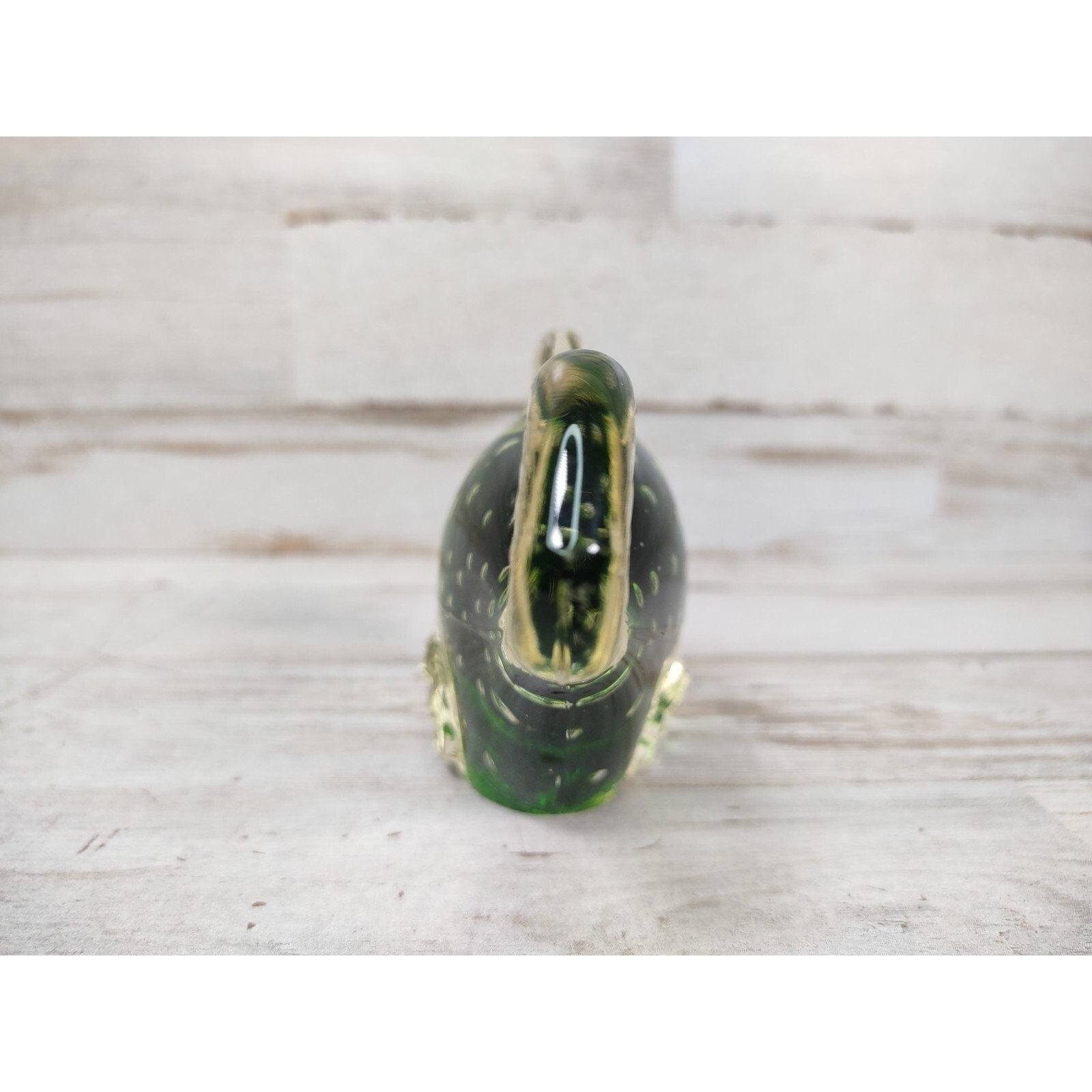 Vintage Controlled Bubble Hand Blown Glass Fish Koi Paperweight Green and Clear