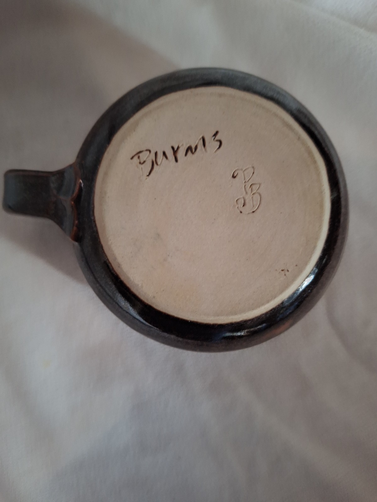 handmade studio pottery, stoneware two-tone drip glaze, cream and Brown Glaze