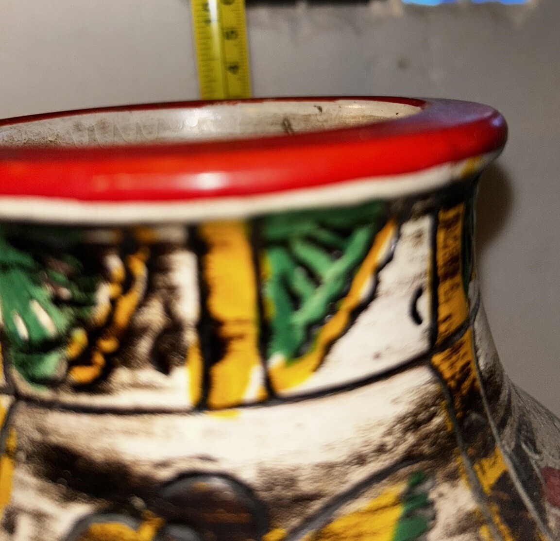 Vintage Made in Japan Bird and Floral Earthenware Vase. Pottery. Engraved Design