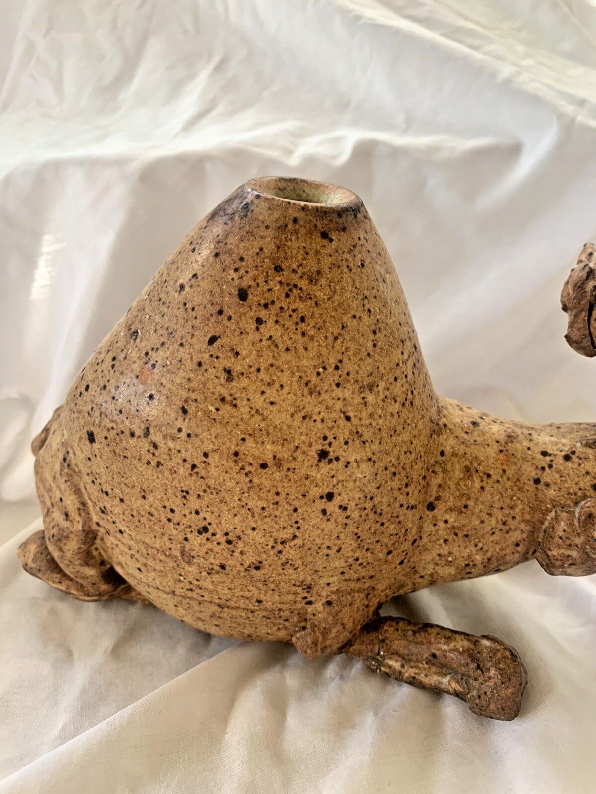 VTG Handmade Camel Sculpture Art Pottery Large Heavy Rustic Primitive 9.5”