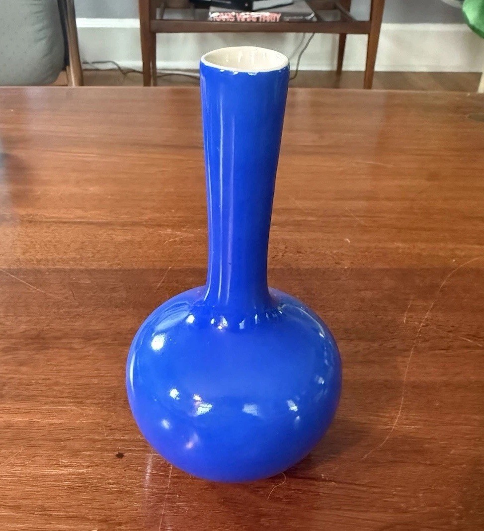 Mcm 💥 Colbalt Blue Ceramic Vase 6” 💥 Small Mini Bud Vintage Made In Japan