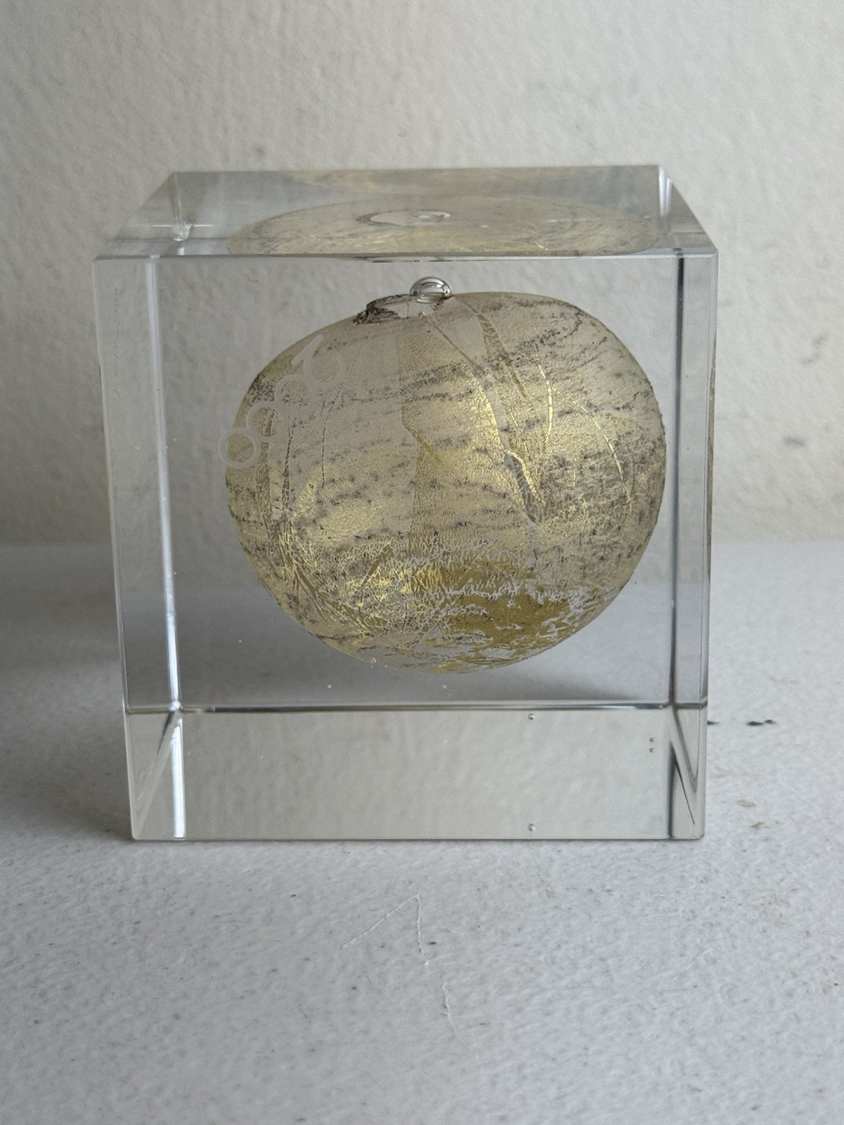 Paperweight Art Glass Sculpture Gold Globe Paperweight Torben Jorgensen Signed
