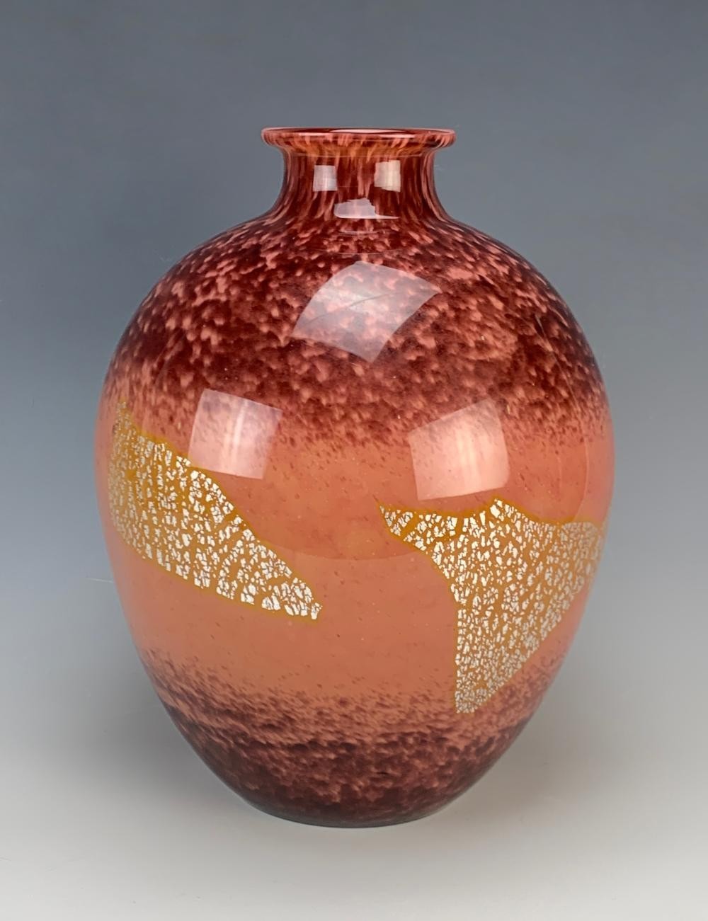 A. Delatte Nancy Mottled Silver Flecks Sgd Vase