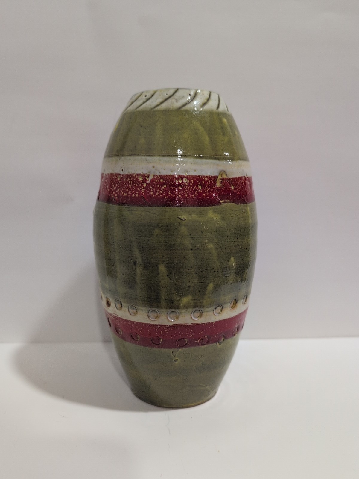 Vintage Italian Handmade Glazed Vase Stamped 9″ Tall