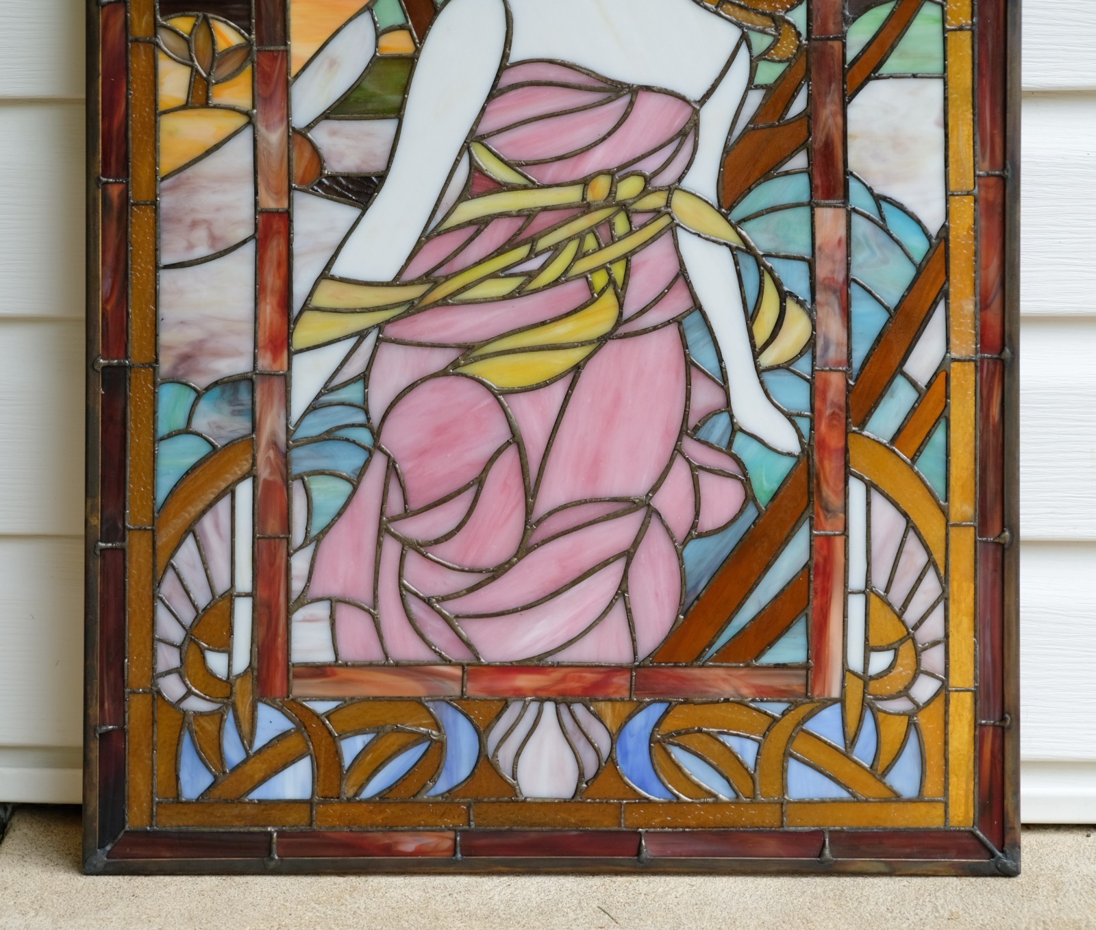 Tiffany Style Alphonse Mucha Art, Stained Glass Window Panel: Morning Awakening
