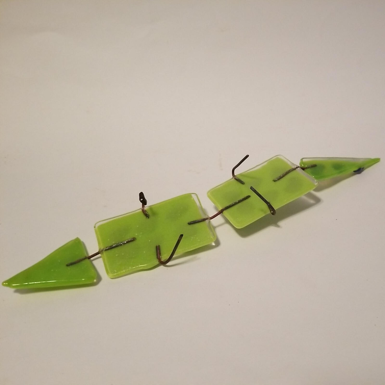 Alligator Hand Made Handcrafted Fused Glass & Metal 13″ Long, Posable and Cute