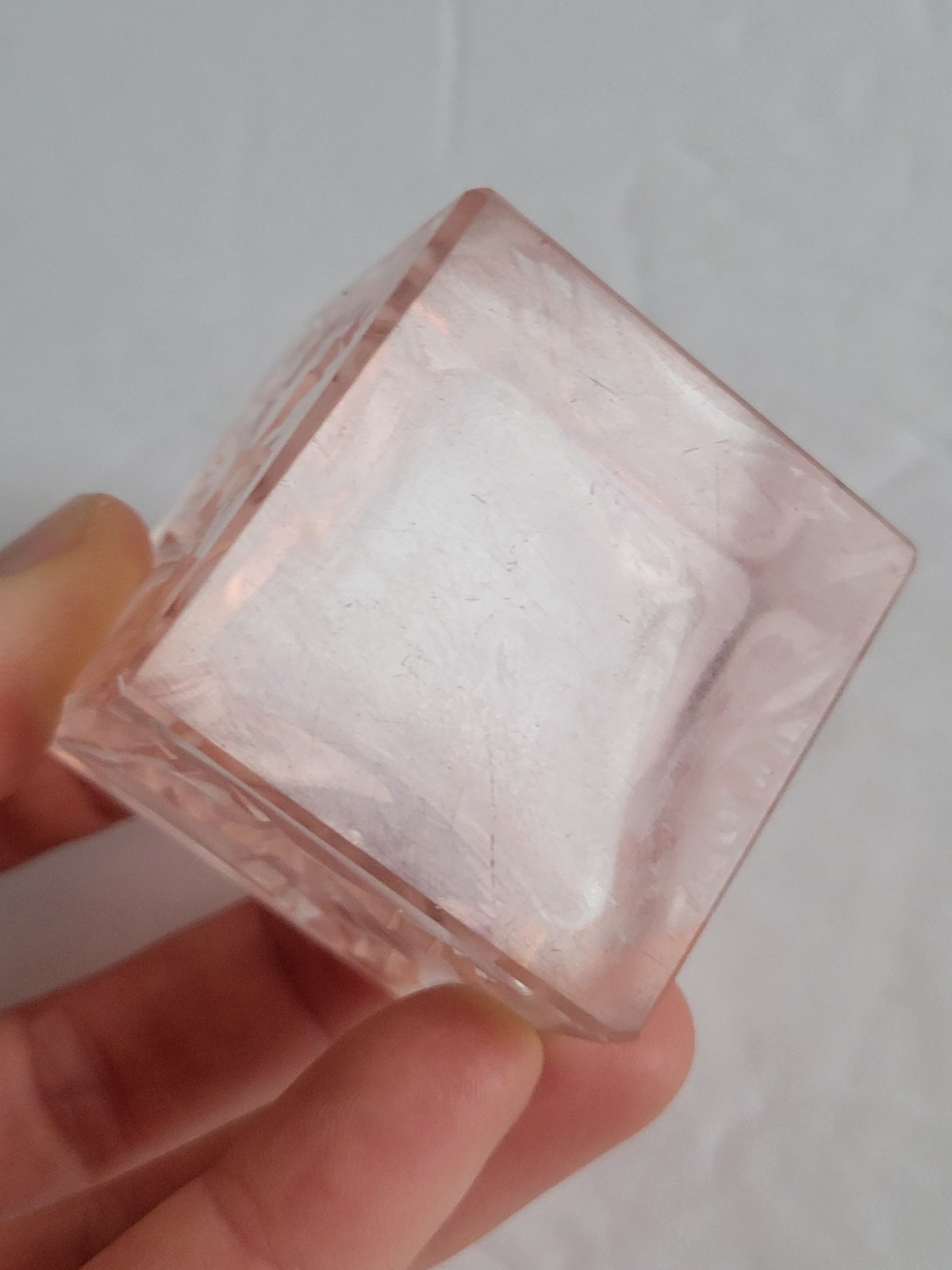 1920s Art Nouveau Pink Glass Perfume Bottle Romantic Etched Flowers Floral Vtg
