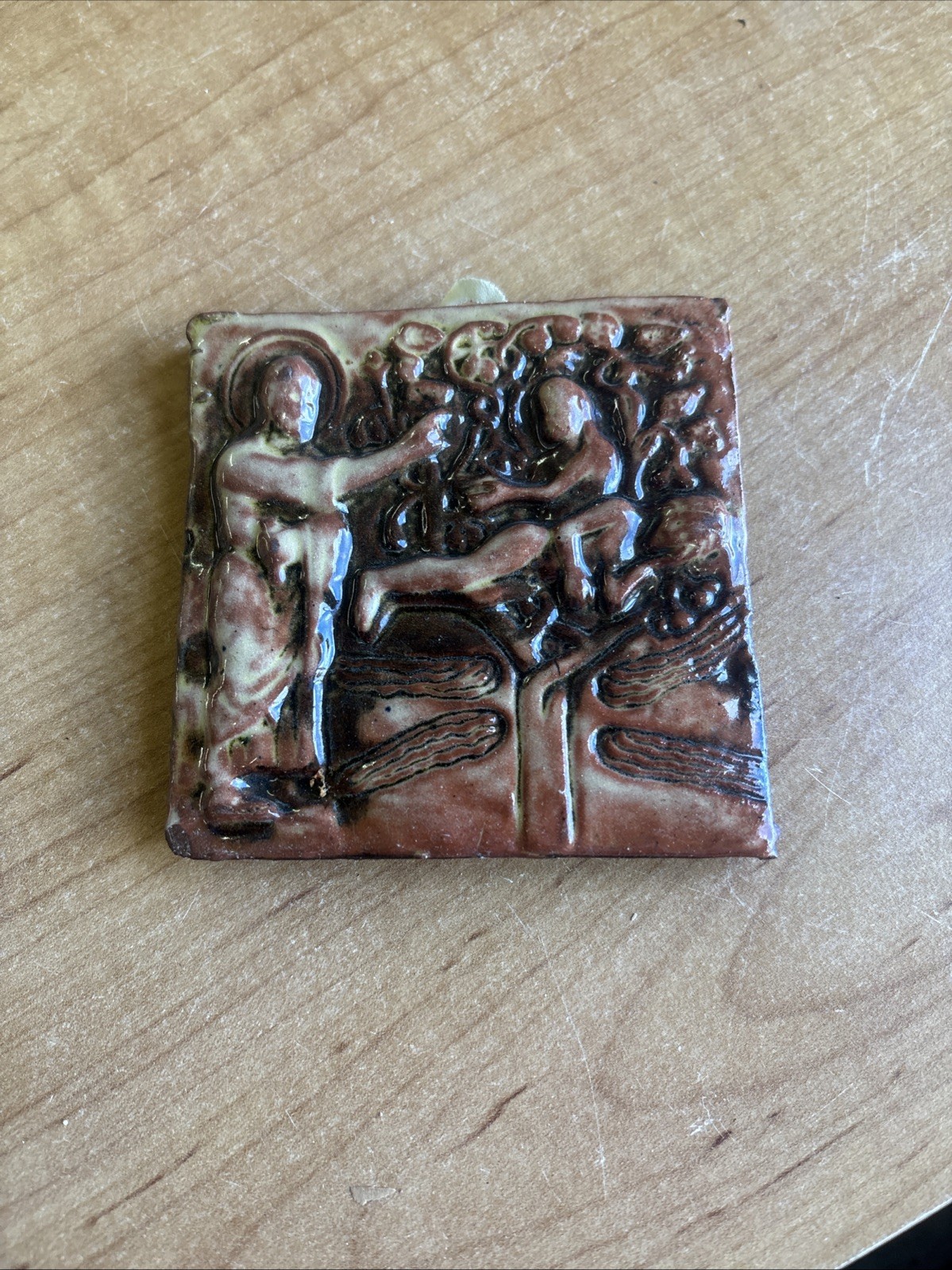 Mercer Moravian Pottery Tile Works CREATION OF EVE Adam Eve Biblical 3.75″ 🔥