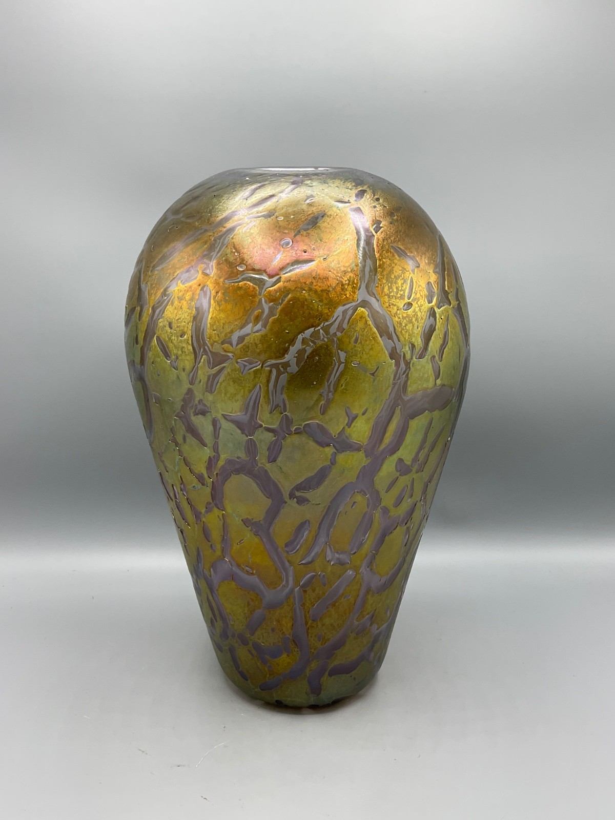 Master Mario Real Saul Alcaraz Studio Iridescent Handblown Vase Santa Barbara