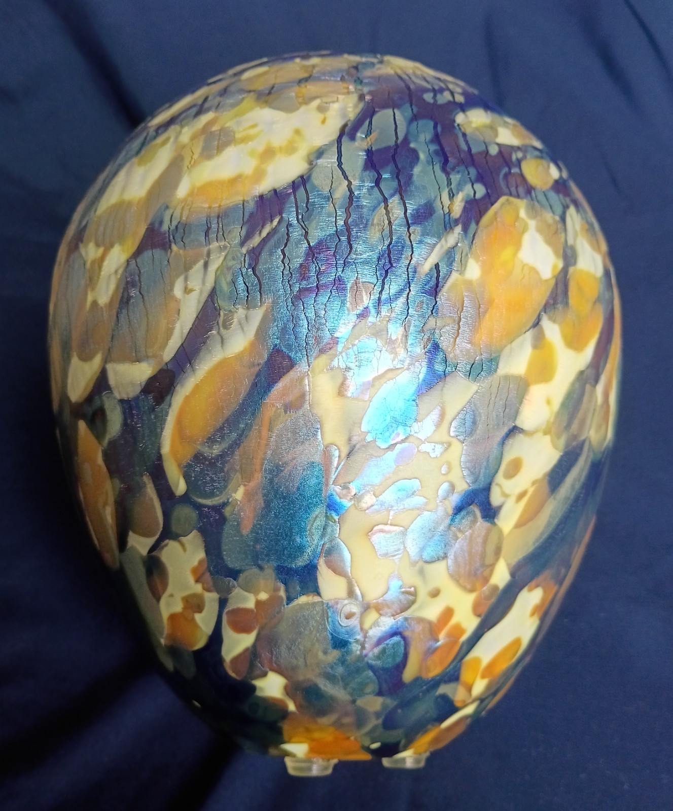 Large Robert Eickholt Signed 2011 Studio Art Glass Vase Volcano Orb VUOP 7.25″