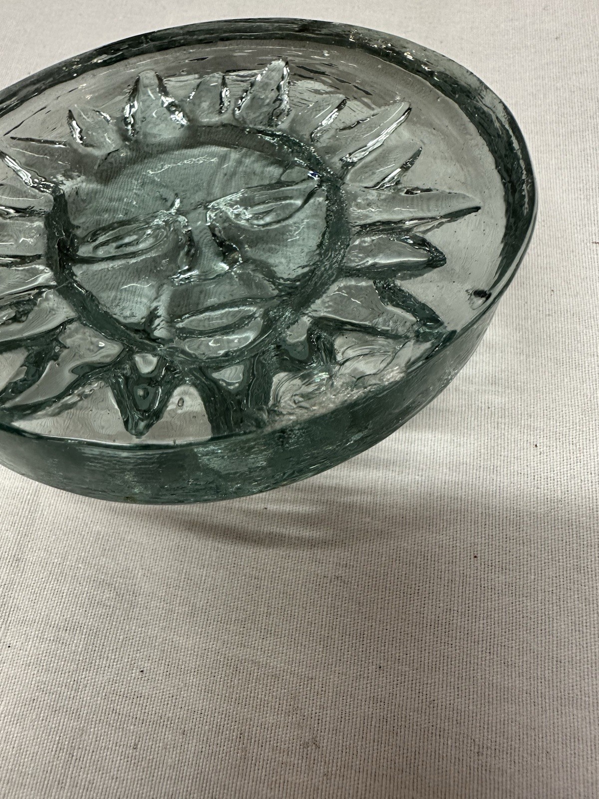 Blue Sunburst Flat Paperweight 3.25 Inches