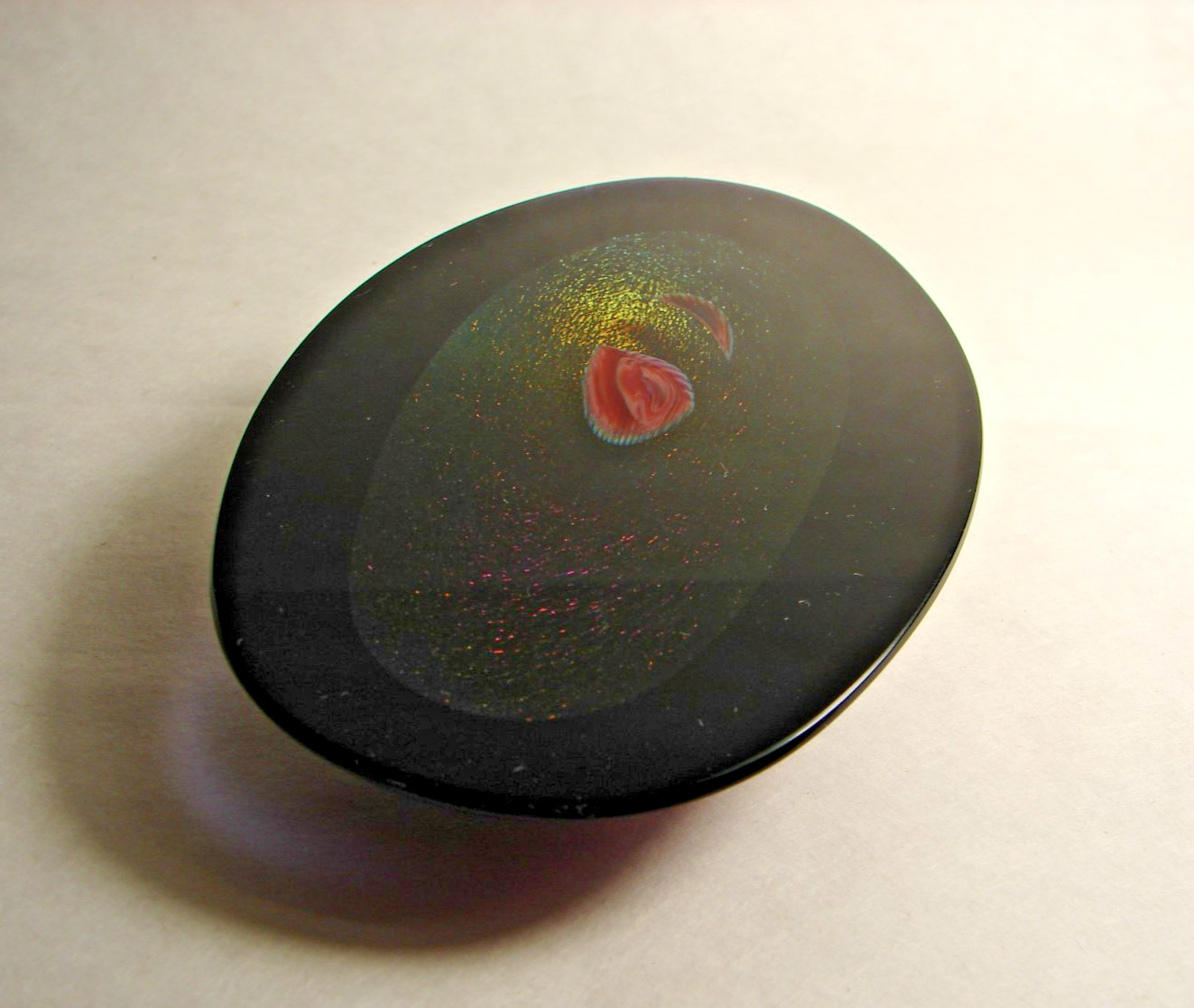 Rare Henry Summa 1988 Iridescent Art Glass Cut Away Paperweight Signed Numbered