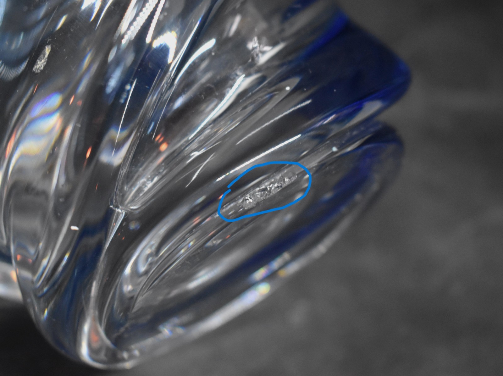 Val St. Lambert Signed Blue Art Glass Vase Twisted Rene Delvenne Crystal 1950s