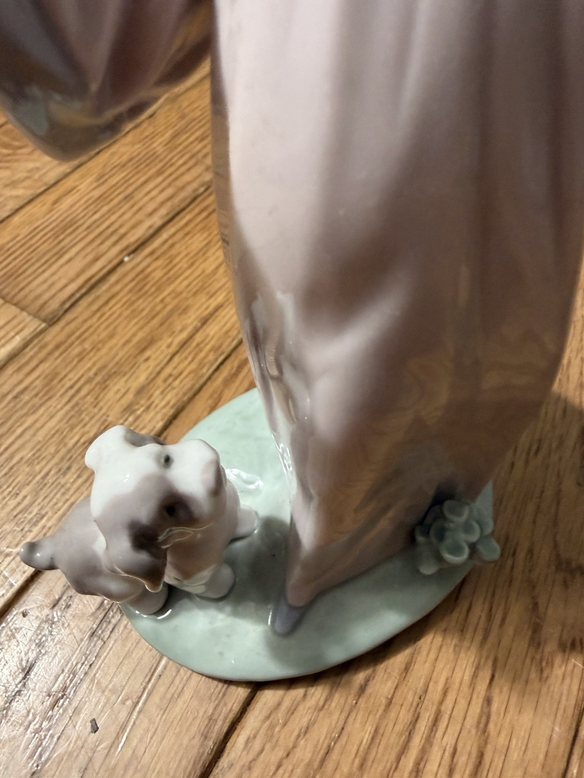 Lladró Porcelain Angel Figurine w/ Dog, Pink/White/Green, #6170 Spain 1984