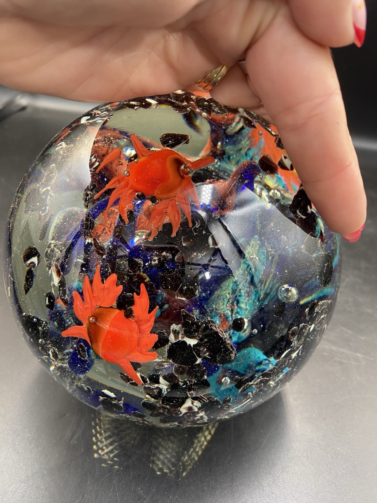 8lb Murano Under The Sea Coral With Crabs Paperweight W/original Sticker 5 1/2”