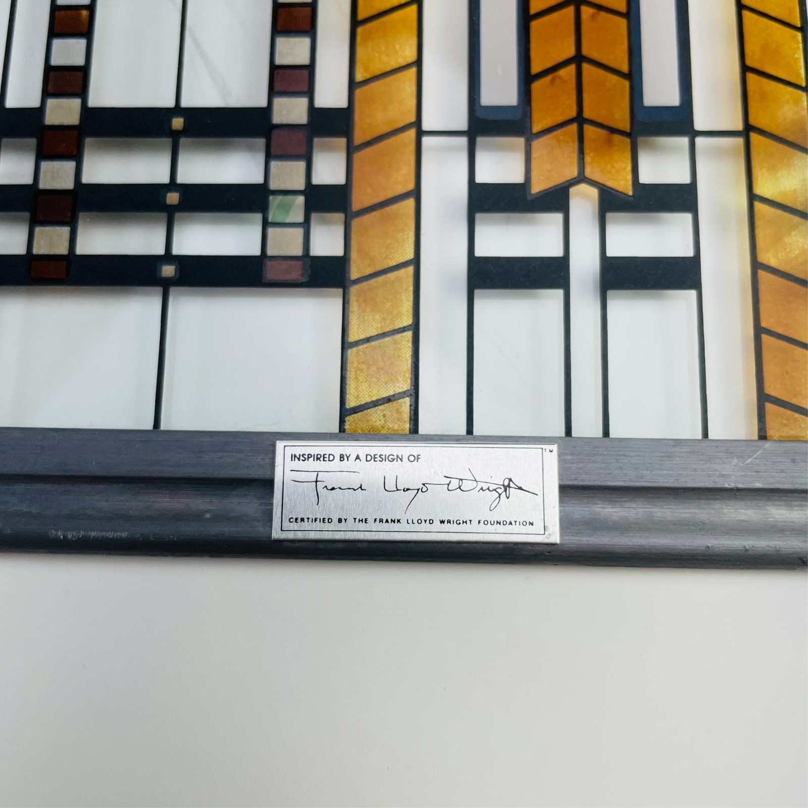Frank Lloyd Wright MCM Autumn Sumac Stained Glass Suncatcher 11.25×7.5