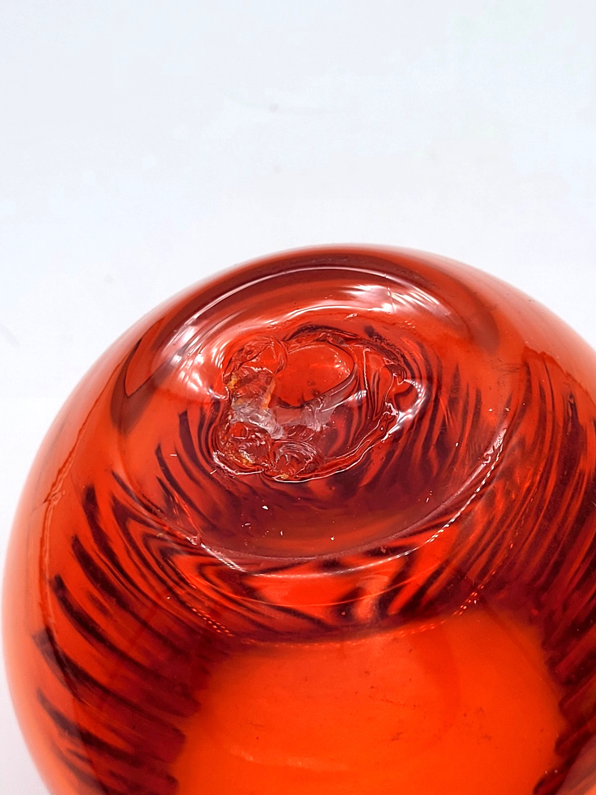 Blenko Art Glass Tangerine Rose Bowl #538 4 x 3.75 Hand Blown