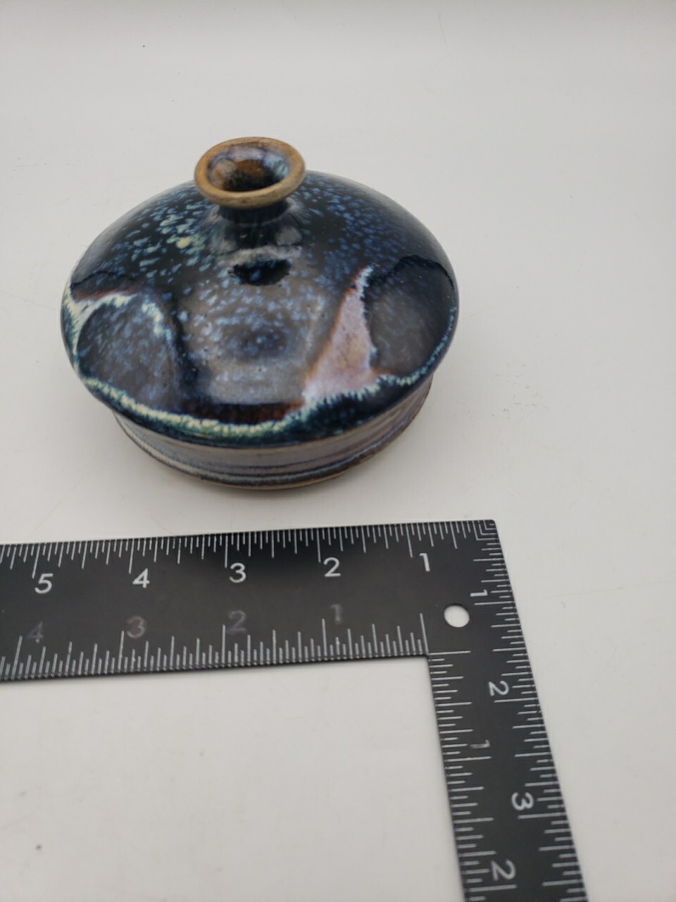 Gorgeous Art Pottery Bud Vase Blue Purple Drip Glaze Ceramic Artist Signed