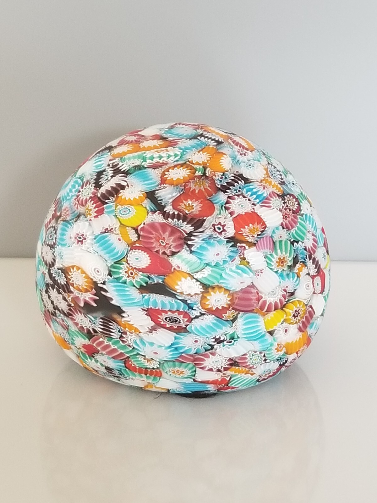 Murano Venetian Glass Millefiori Paperweight Murrines Matte Finish 3 1/4″ Toso?