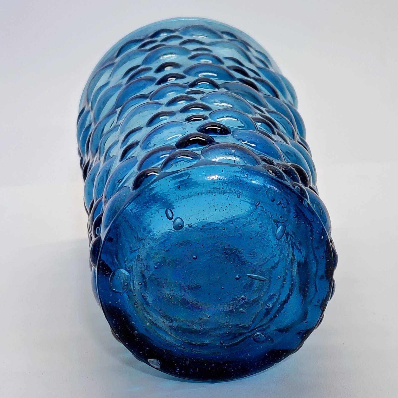 UNIQUE Vintage BLUE bubble glass MCM ~ IMPERFECTIONS ~ see photos & description