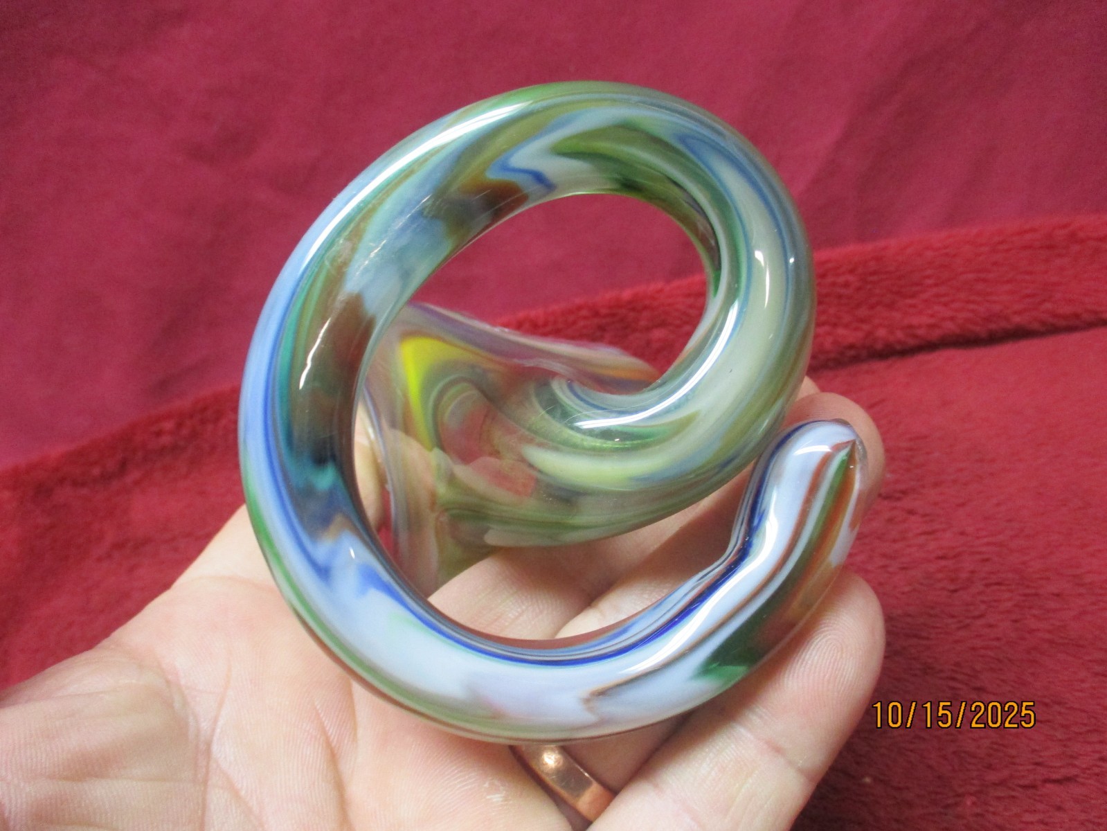 Vintage Art Glass Serpentine Snake, Bud Vase, 5″ tall, Unmarked