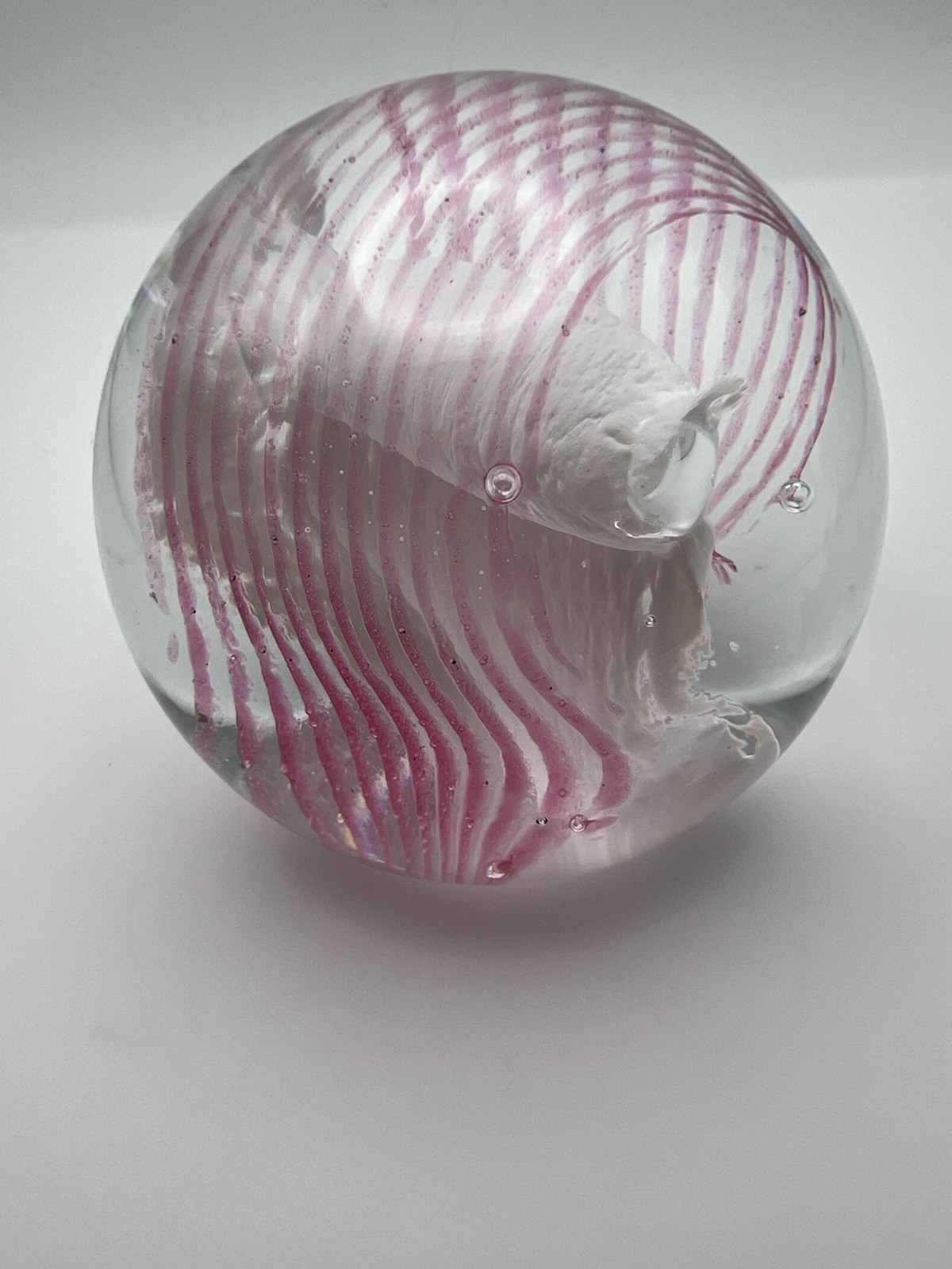 Caithness Glass Paperweight, Trapeze, Scotland, Pink and White Swirl, Valentine
