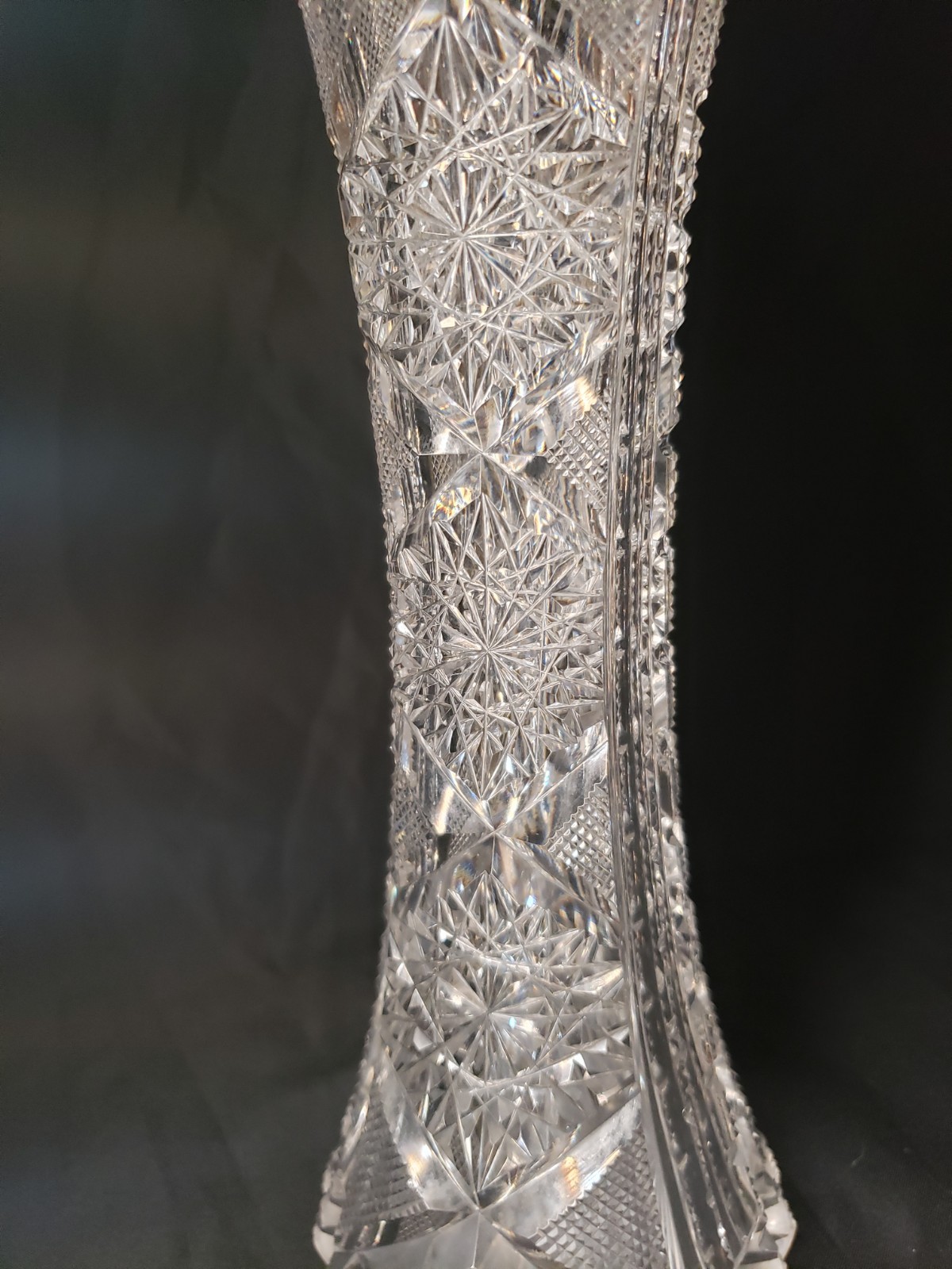 American Brilliant Signed Libby Intricate Cut Crystal Vase ABP 10″ Exquisite ABP