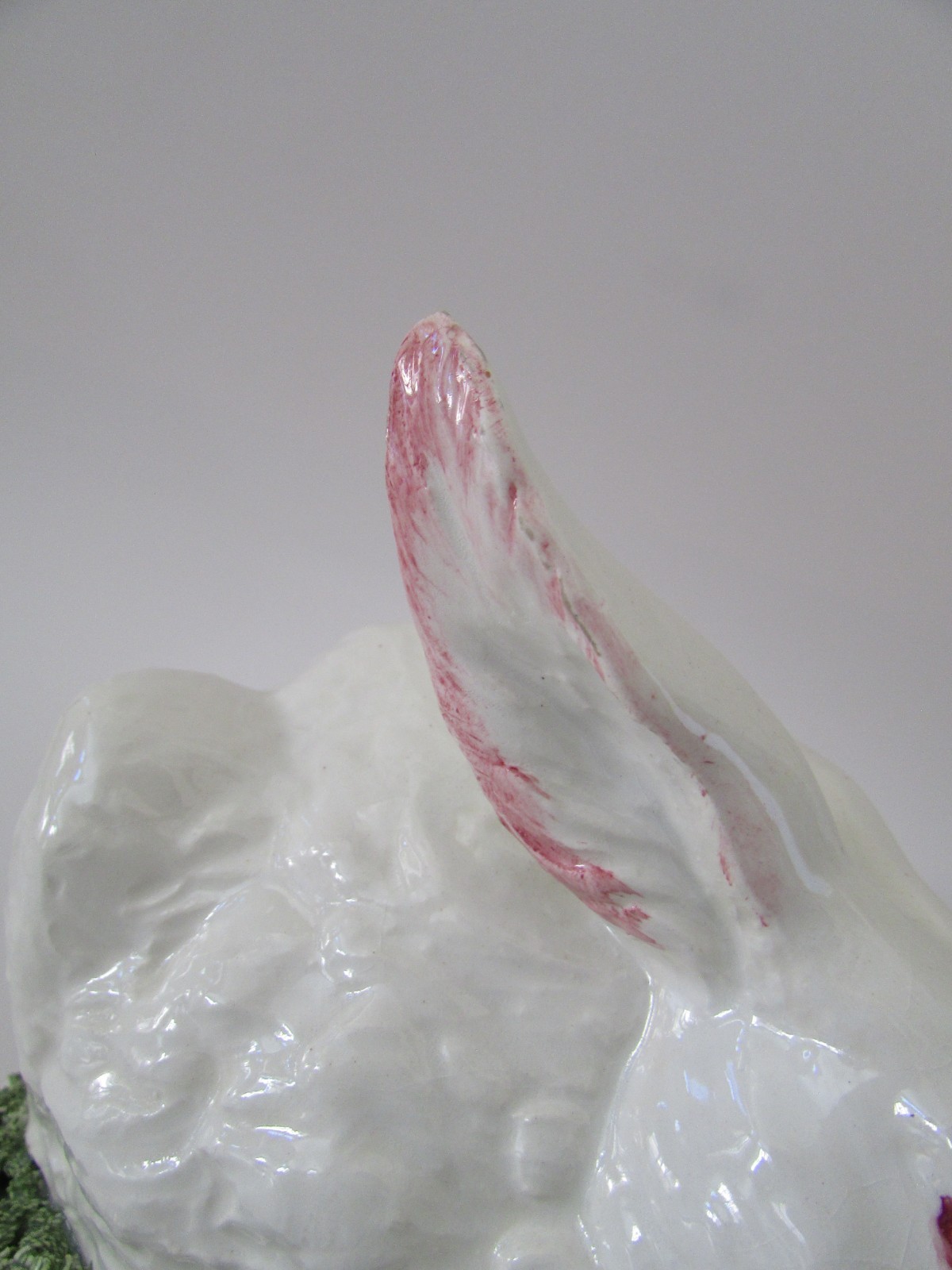 Vintage Italy White Easter Rabbit Majolica Figure