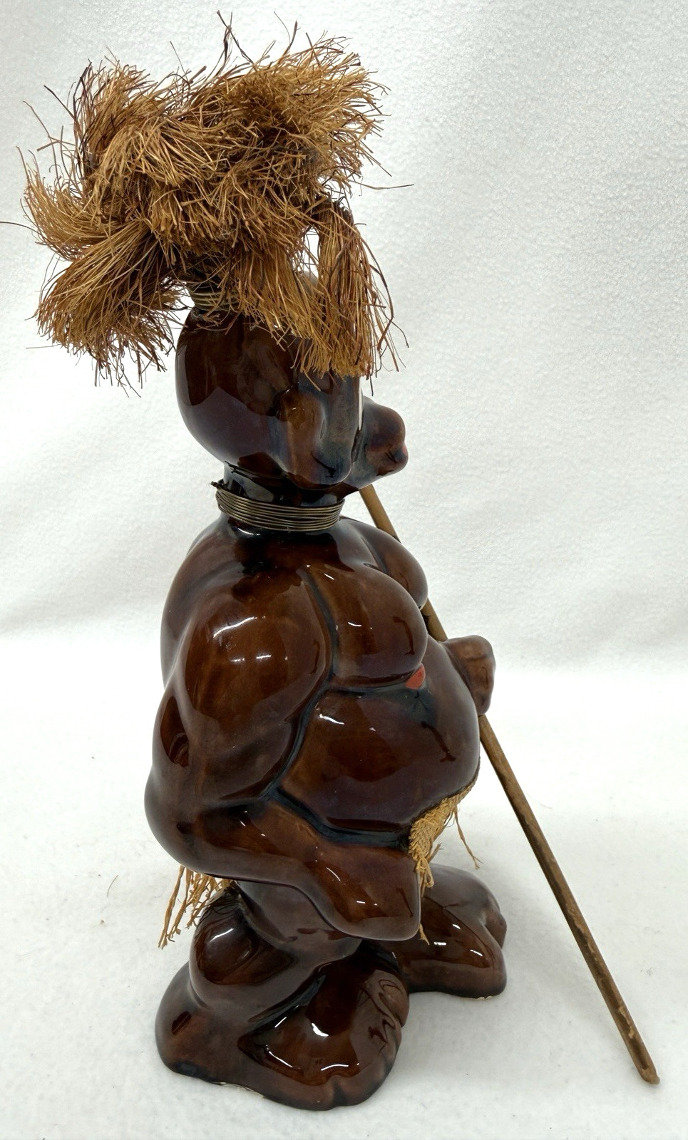 Pair Vintage Mid Century Gilner Happy Cannibal Hawaiian Polynesian Figures 9″