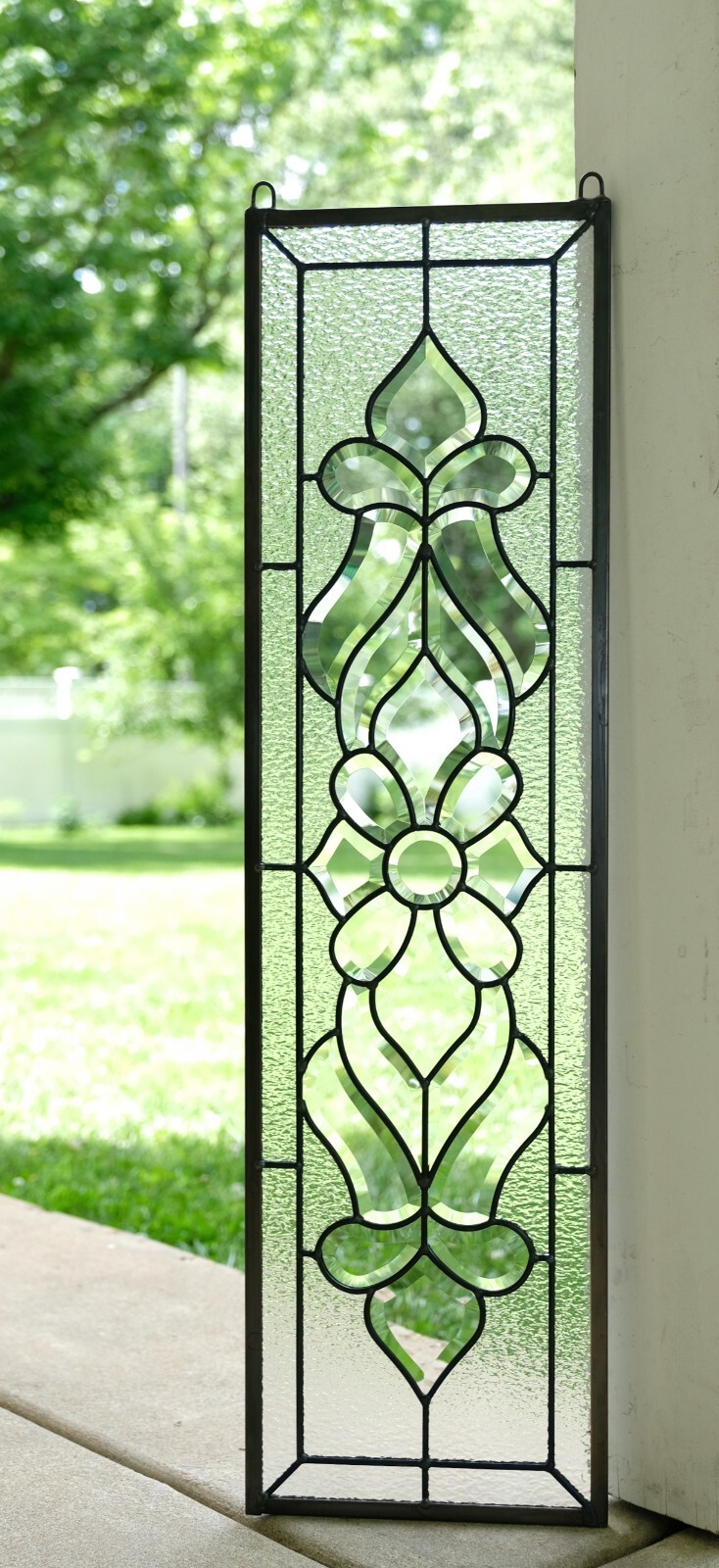 10″ x 36″ Stunning Handcrafted stained glass Clear Beveled window panel