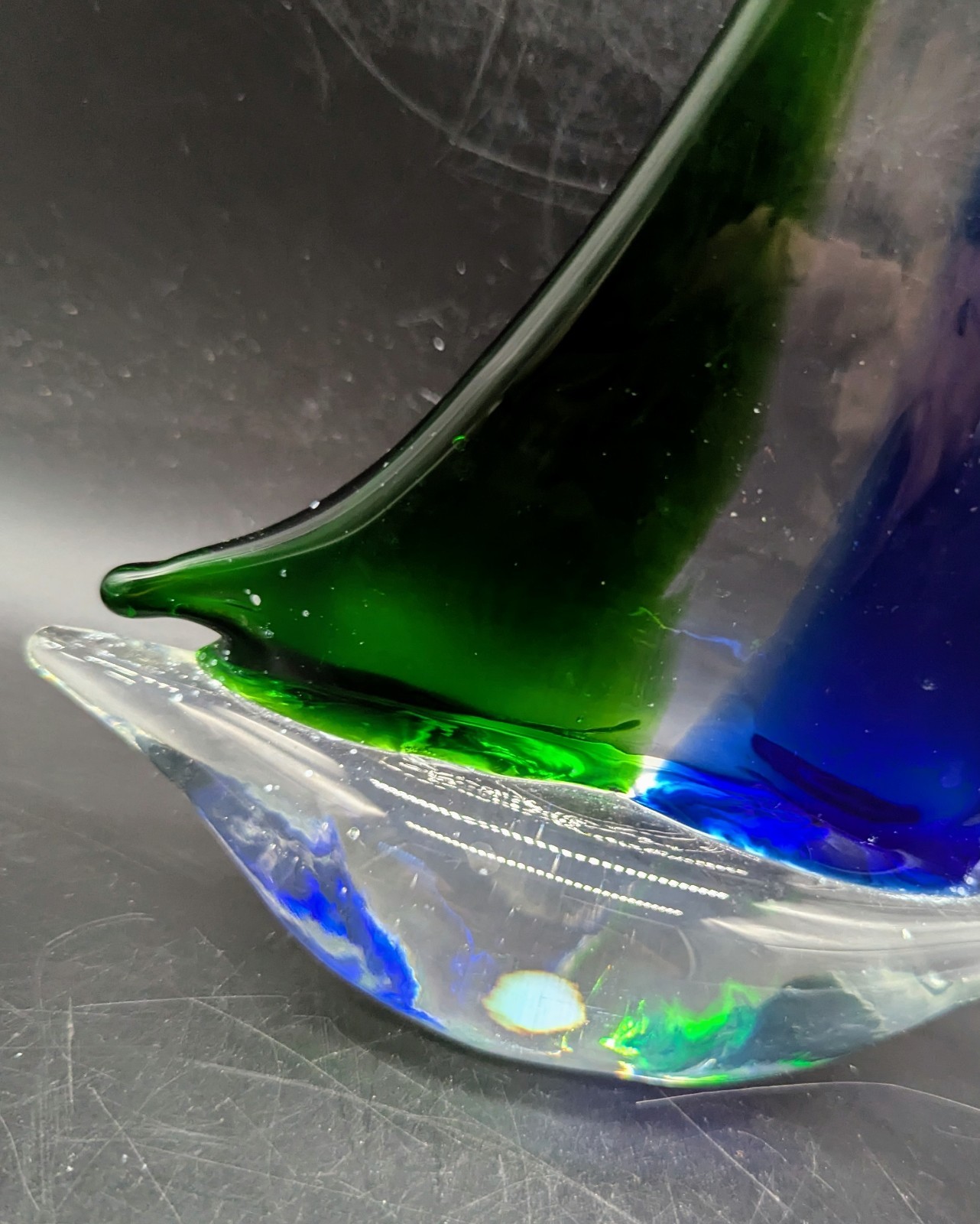 Art Glass Sailboat Boat Figurine Sculpture Paperweight Nautical Decor 7.5″