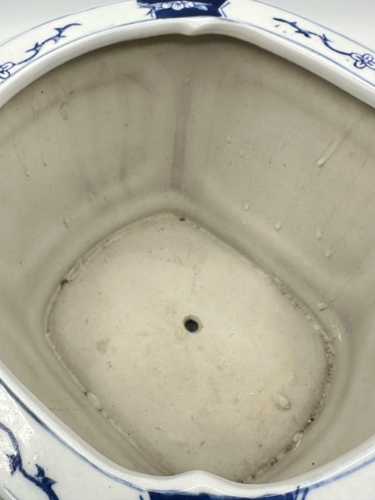Blue White Chinoiserie Ceramic Bonsai Planter Cachepot Jardiniere 9.75″×6″