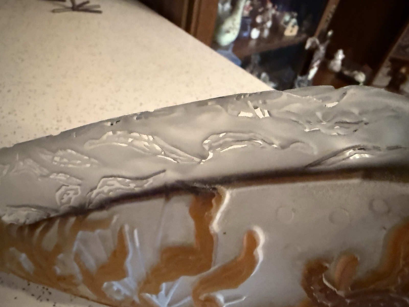 RARE KELSEY MURPHY/PILGRIM SAND CARVED CAMEO ART GLASS FISH VASE 17” X 7.5”